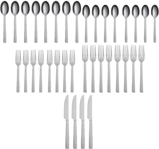 Chefs Table Hammered 45 Piece Everyday Flatware Set, Service for 8, 18/0 Stainless Steel,Silverware Set