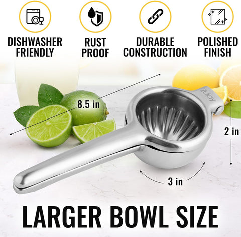 Image of Lemon Squeezer Stainless Steel with Premium Quality Heavy Duty Solid Metal Squeezer Bowl - Large Manual Citrus Press Juicer and Lime Squeezer Stainless Steel - by