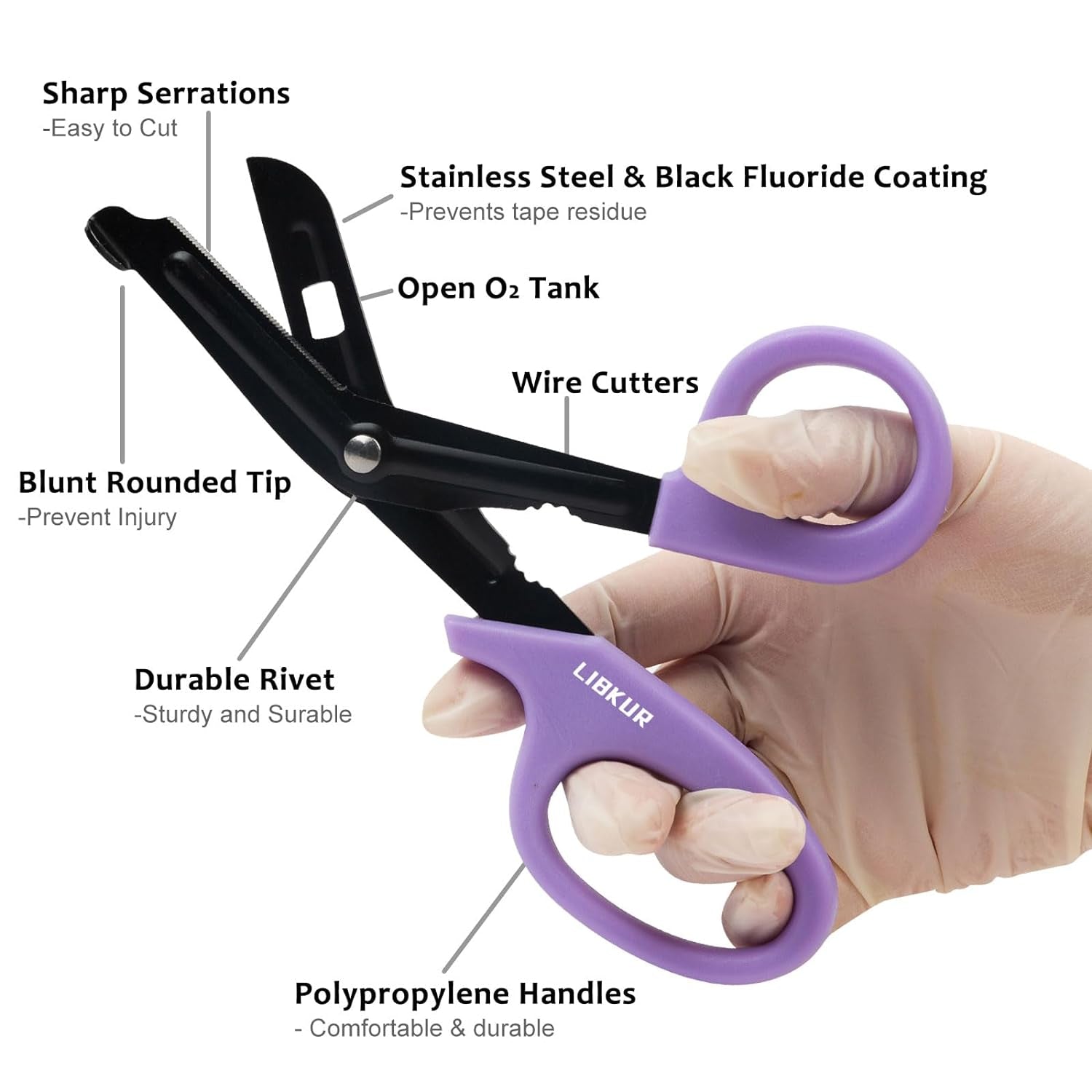 Bandage Shears Medical Scissors Trauma Shears for ER Nurse Premium Quality Stainless Steel Shear 7.5" Fluoride Coated Non-Stick Blades Nursing Scissors for Doctor (Purple Blue)