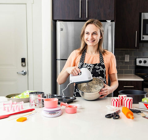 Image of Baking Set for Kids and Adults - (60 PCS SPECIAL BAKERY EQUIPMENT and TOOLS) with Hand Mixer, BONUS Recipe Guide, Cake Pans, and More Utensils!