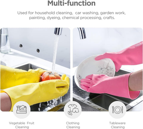 Image of Rubber Gloves Dishwashing 2 or 4 Pairs for Kitchen,Cleaning Gloves for Household Reuseable.