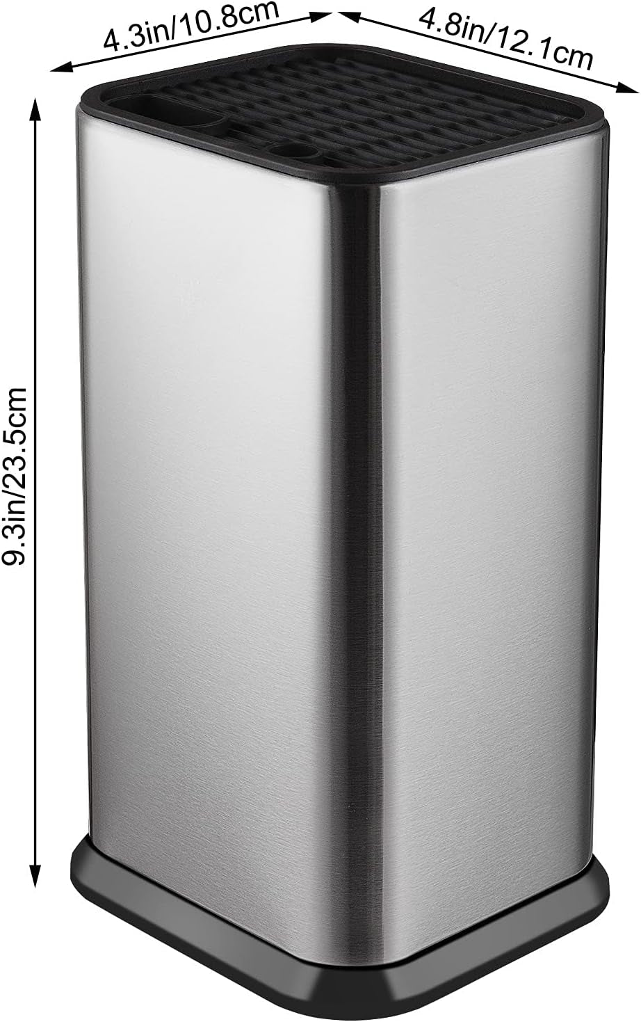 Universal Knife Block without Knives,Modern Knife Holder for Kitchen Counter,Stainless Steel Knife Organizer with Scissors Slot & Sharpening Rod,Space Saver Rectangular Blocks & Storage - (Silver)