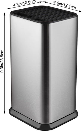 Universal Knife Block without Knives,Modern Knife Holder for Kitchen Counter,Stainless Steel Knife Organizer with Scissors Slot & Sharpening Rod,Space Saver Rectangular Blocks & Storage - (Silver)