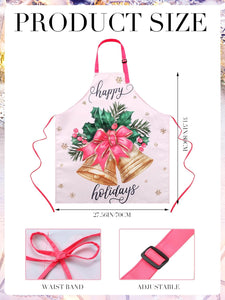 6 Pcs Christmas Aprons Waterproof Holiday Kitchen Aprons Adjustable Baking Cooking Aprons for Christmas