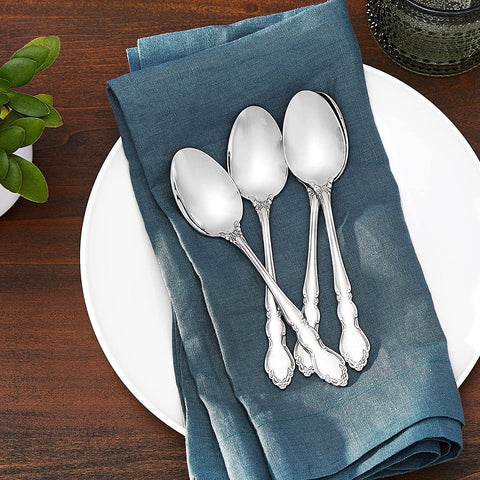 Image of Dover Fine Flatware Teaspoons, Set of 4 , 18/10 Stainless Steel, Silverware Set, Dishwasher Safe