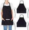2 Pack 3 Pockets 100% Cotton Adjustable Bib Apron Chef Kitchen Cooking Aprons for Women Men, Black