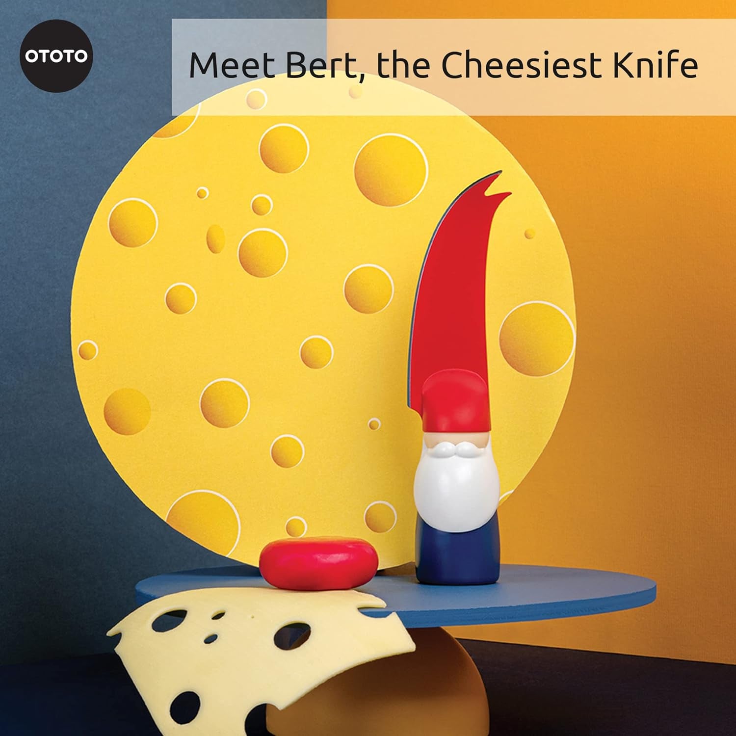 Bert Cheese Knife, Gnome-Themed Multifunctional Knife for Cheese, Fruits, and Veggies, Cute Kitchen Accessories, Bpa-Free Kitchen Gadget, Funny Kitchen Gadgets, Gnomes Gifts for Women
