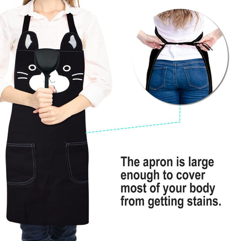 Image of Cute Apron for Women Girl, Aprons with Front Pocket for Cooking Serving Painting Gardening, Gifts for Friends