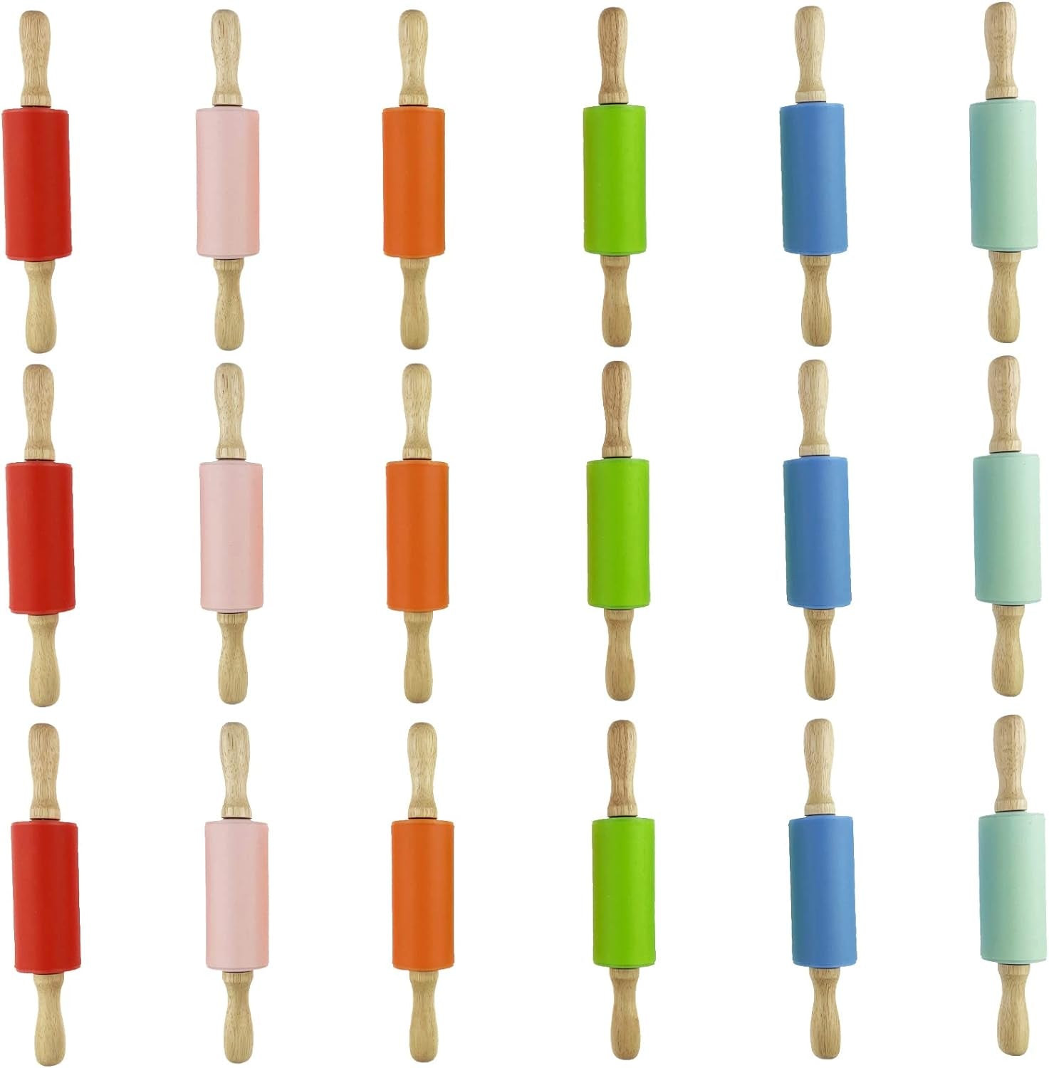 18 Pack Small Rolling Pin for Kids, 9 Inch Kids Rolling Pin for Home Kitchen (6 Colors)