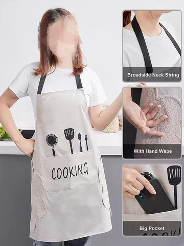 Image of 2 Pack Kitchen Apron with Hand Wipe,Water-Drop Resistant with 2 Pockets Cooking Bib Aprons for Women Men Chef