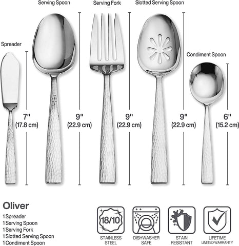 Image of Oliver 18/10 Stainless Steel Flatware Serveware, 65 Piece Set