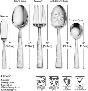 Oliver 18/10 Stainless Steel Flatware Serveware, 65 Piece Set