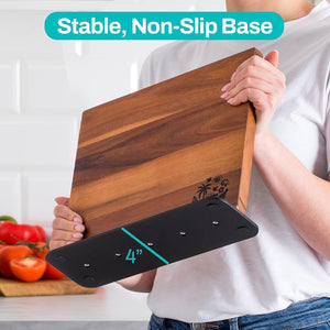 Magnetic Knife Block Holder Rack - Acacia Wood Cutlery Storage for 12 Knives Double Sided Magnets & Non-Slip Base - Knives Not Included