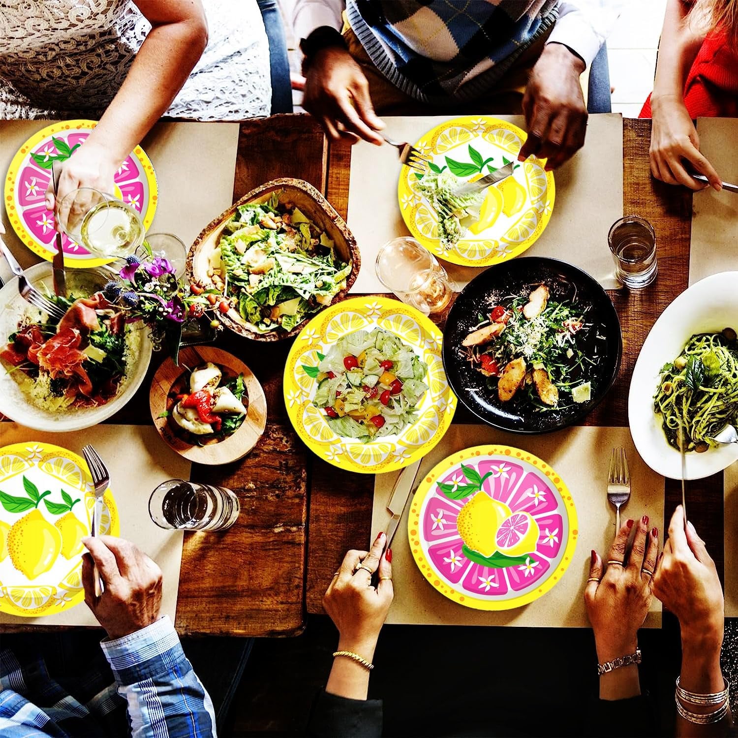 140Pcs Yellow Lemon Party Supplies Citrus Fruit Tableware Set 9"& 7"Lemon Plates Napkins Cup Knives Forks Spoons for Lemonade Summer Tropical Themed Beach Lemon Birthday Party Decorations Serve20