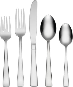 Avery 90 Piece Casual Flatware Set, 18/0 Stainless, Service for 12,Silver