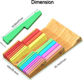 In-Drawer Knife Block Set without Knives, Kitchen Colorful Drawer Steak Knife Holder Organizer, Detachable Cutlery Storage Rack for 16 Knives and 1 Sharpening Steel