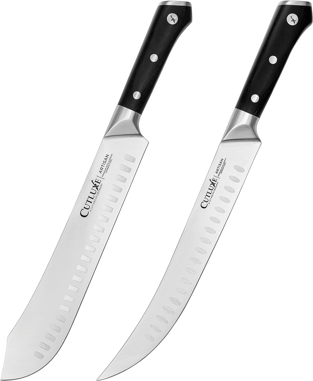 Butchers Knife Set – Cimeter and Bullnose Butcher Breaking Knives – Forged High Carbon German Steel – Full Tang & Razor Sharp – Ergonomic Handle Design – Artisan Series