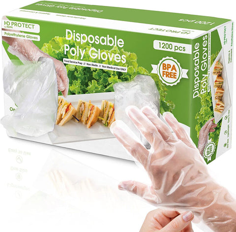 Image of 1200Pcs Plastic Gloves | BPA & Latex Free | Perfect Food Handling Gloves | Food Safe Disposable Gloves for Cooking | Bulk Food Safe Gloves | One Size Great Fit