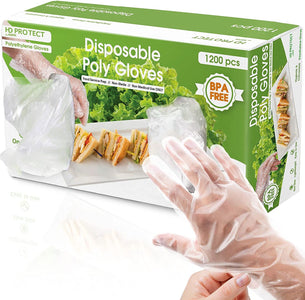 1200Pcs Plastic Gloves | BPA & Latex Free | Perfect Food Handling Gloves | Food Safe Disposable Gloves for Cooking | Bulk Food Safe Gloves | One Size Great Fit