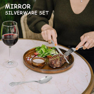 Silverware Set for 4, Stainless Steel Gorgeous Retro Royal Flatware Set, 20-Pieces Cutlery Tableware Set, Kitchen Utensils Set Include Spoons and Forks Set, Mirror Finish, Dishwasher Safe