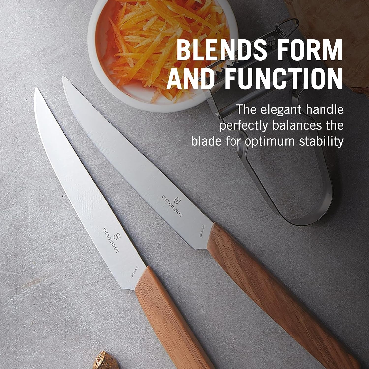 6.9000.12G Swiss Modern 2-Piece Steak Knife Set, 5", Walnut Wood