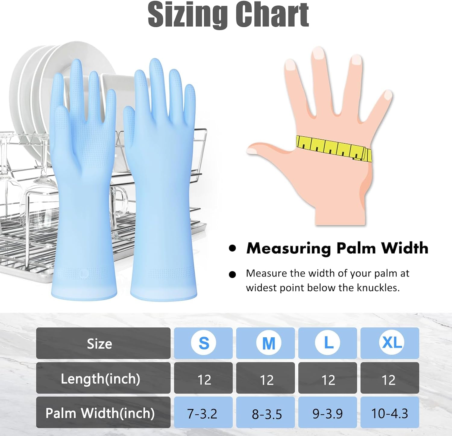 Reusable Rubber Gloves 3 or 6 Pairs for Cleaning Rubber Dishwashing Gloves for Kitchen.