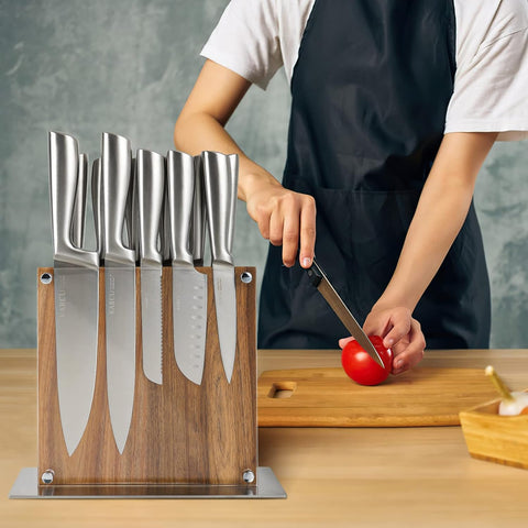 Image of Knife Block, Kitchen Magnetic Knife Block Holder Rack Magnetic Stands with Strong Enhanced Magnets Multifunctional Storage Knife Holder