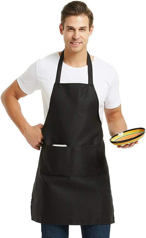 Image of 8 PCS Plain Bib Aprons Bulk - Mixed Color Commercial Apron with 2 Pockets for Kitchen Cooking Restaurant BBQ Painting Crafting