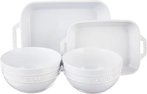 Image of Ceramic 4-Pc Baking Dish and Bowl Set - White