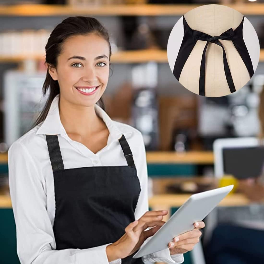 Unisex Adjustable Bib Aprons with 3 Pockets, Cooking Kitchen Restaurant Apron Machine Washable for Men Women