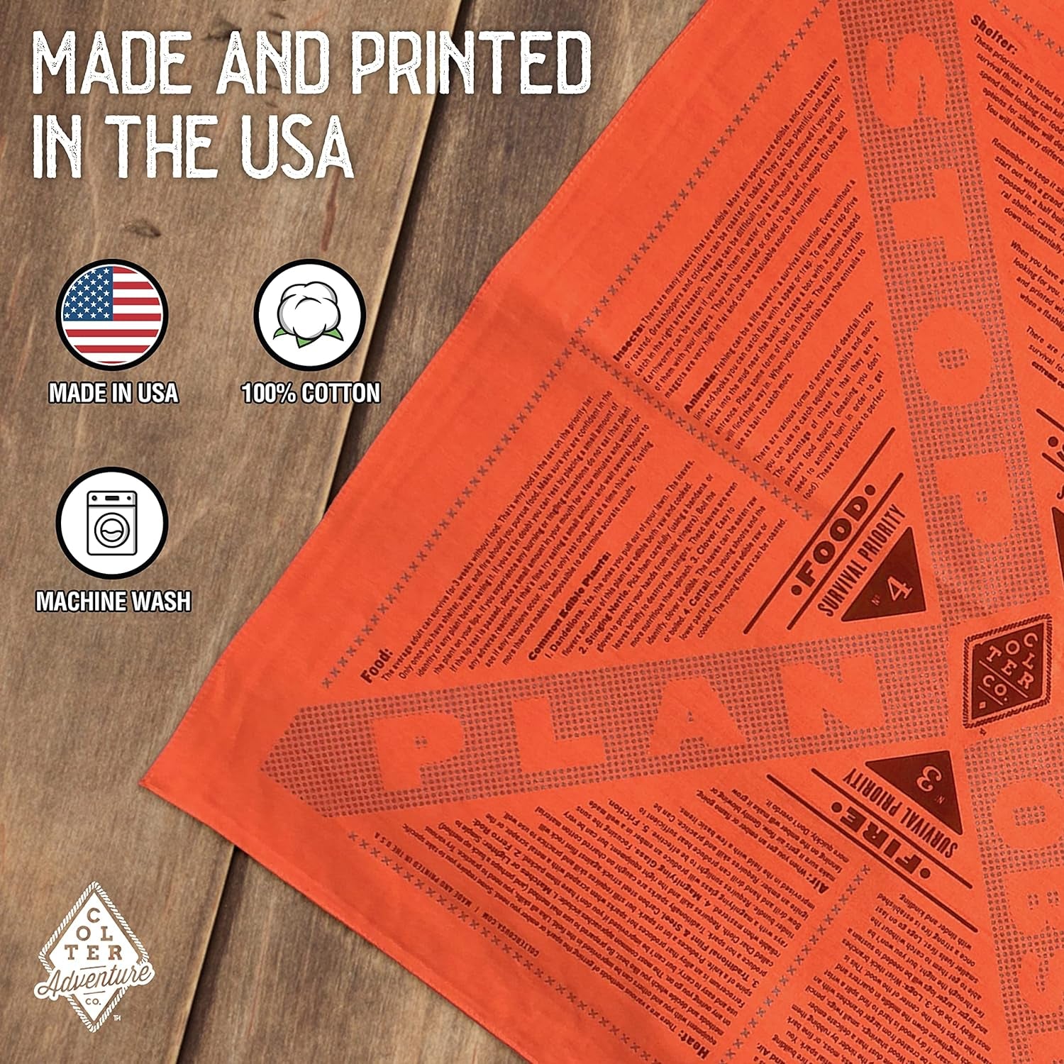 Stayin' Alive Reflective Survival Bandana - 100% Cotton & Unique Bandanas - Made in the USA - Orange