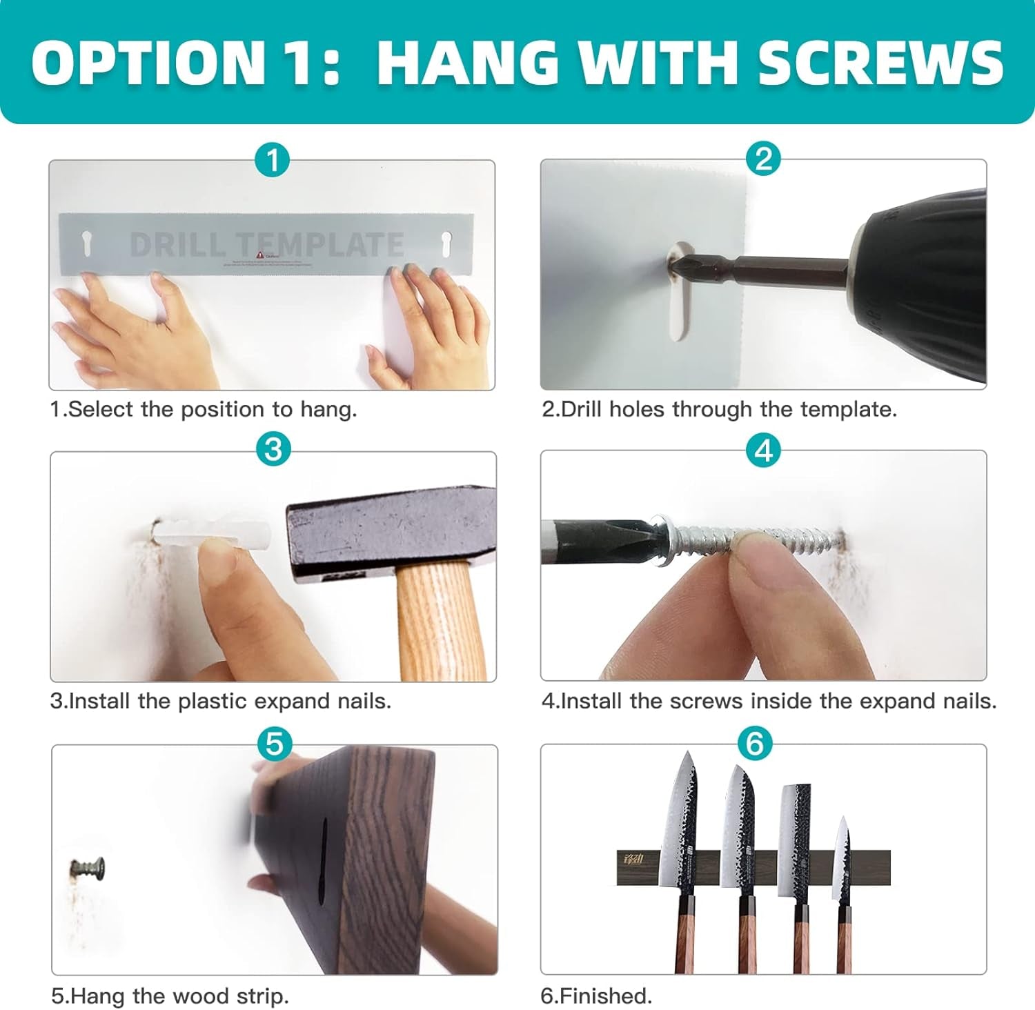 Ash Wood Magnetic Knife Strip, Magnet Utensil Holder for Wall, Refrigerator, Wooden Rack for Kitchen Knives, No Drill (Dark Brown, 16 Inches, without Knives)