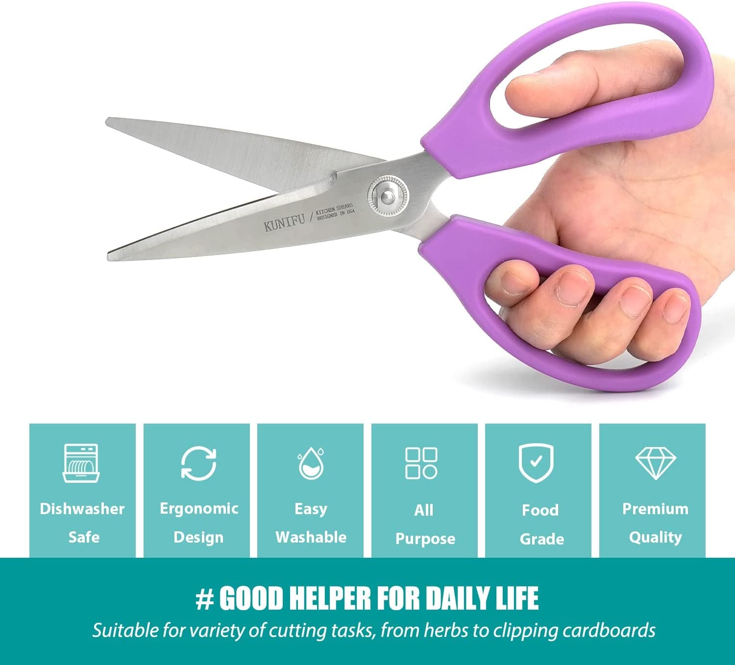Kitchen Scissors All Purpose Heavy Duty, Kitchen Shears Come Apart Dishwasher Safe, Ultra Sharp Stainless Steel Kitchen Gadgets, Cooking Cutter for Chicken, Meat, Poultry, Fish, Herbs, Grape