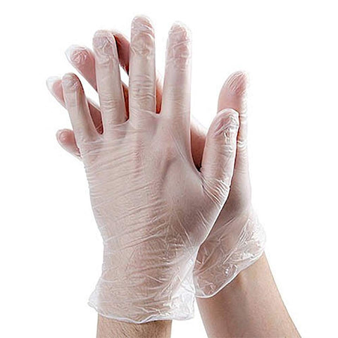 Image of Medical Vinyl Examination Gloves (Medium, 100-Count) Latex Free Rubber | Disposable, Ultra-Strong, Clear | Fluid, Blood, Exam, Healthcare, Food Handling Use | No Powder