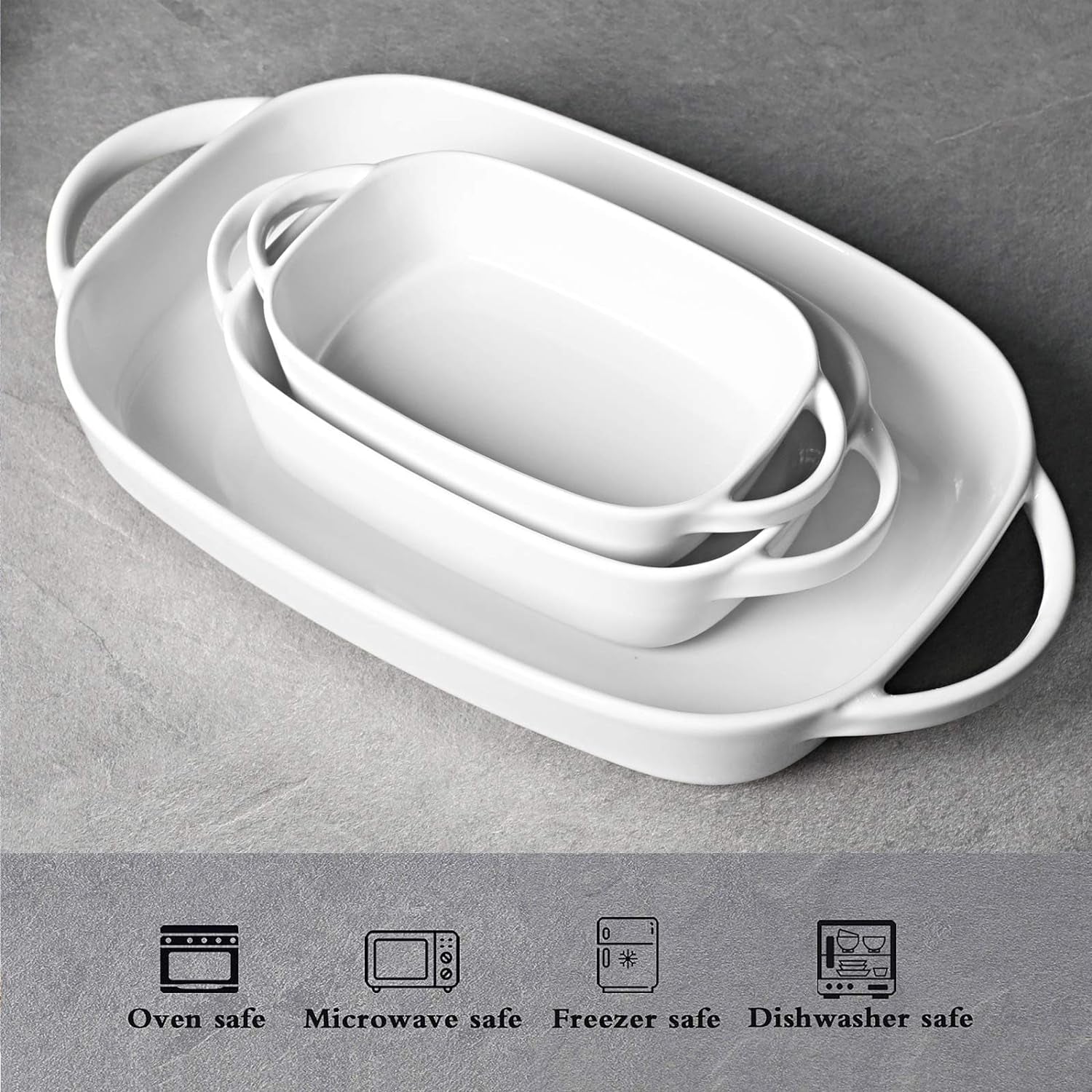 Ceramic 2.6 Quart Baking Dish Set of 1, 9.3" X 13" (White, 1 Piece Assortment)