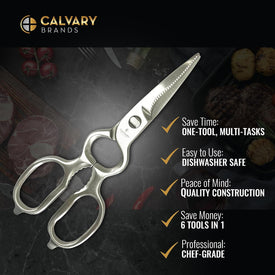 Kitchen Scissors Heavy Duty | All Purpose Shears for Food | Dishwasher Safe | Professional Grade | Stainless Steel | Sharp
