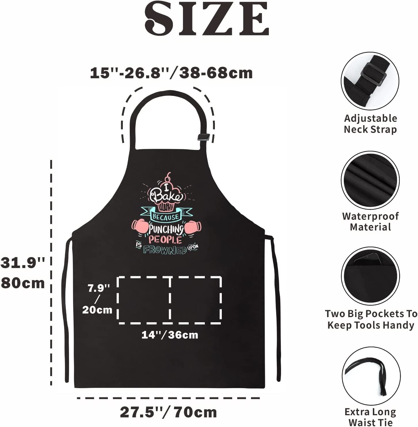 Funny Baking Aprons for Women Men, Cute Baking Gifts for Bakers, Kitchen Cooking Aprons with 2 Pockets - Birthday Housewarming Christmas Apron Gifts for Mom Wife Husband Sister Grandma