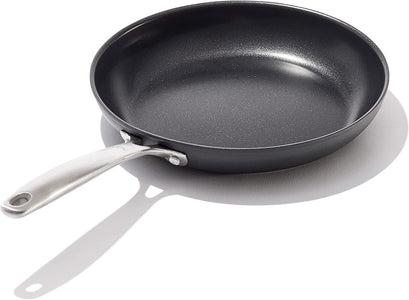 Good Grips Pro 10" Frying Pan Skillet, 3-Layered German Engineered Nonstick Coating, Stainless Steel Handle, Dishwasher Safe, Oven Safe, Black