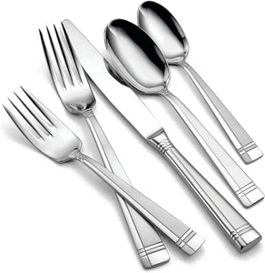 45 Piece Amsterdam Everyday Flatware, Service for 8, 18/0 Stainless Steel, Silverware Set, Dishwasher Safe, Multi