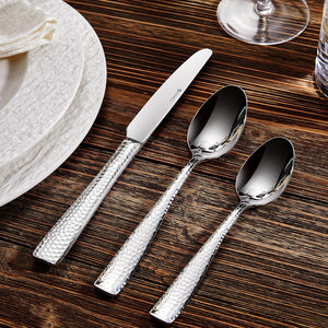 Premium 20/45/65 Piece Louis Hammered Silverware Set with Squared Edge, 18/10 Stainless Steel, Service for 4/8/12, Fine Flatware Set, Dishwasher Safe (20)