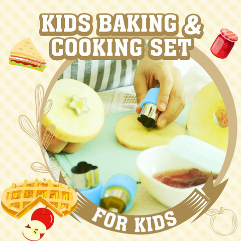 Image of Joytown Kids Cooking and Baking Set with Storage Case – Real Cooking Supplies with Cookbook, Knives, Timer, Kids Baking Kit for Girls & Boys – Complete Utensils Accessories with Chef Apron & Hat