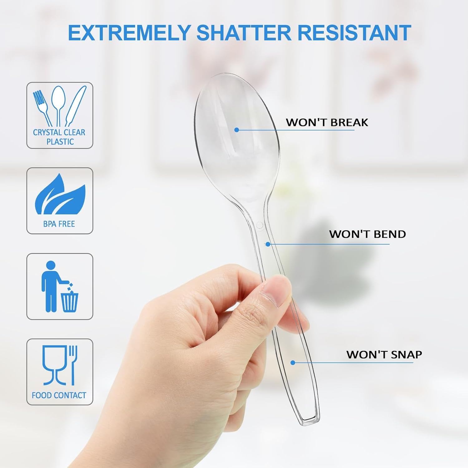 Disposable Spoons, 100 Counts Cutlery Set and Disposable Cutlery, Forks Spoons and Knives Set, Safe, Healthy and Non-Toxic for Daily Use and Gathering Parties, Restaurant Kitchen Utensils Set