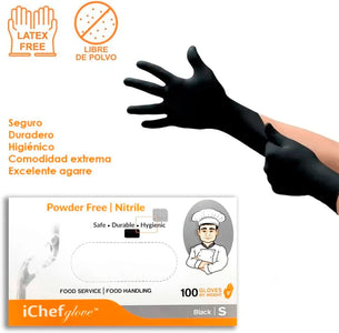 Food Service Food Handling Nitrile Gloves Black Powder Free