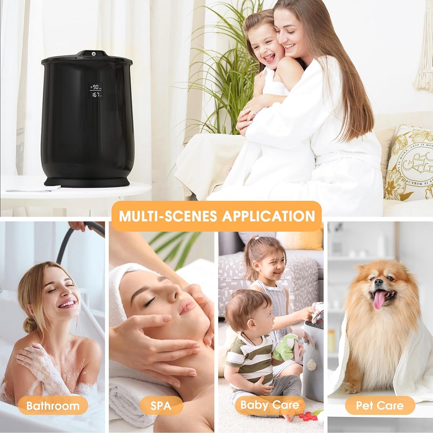 Towel Warmer, Upgraded 20L Capacity Towel Warmers for Bathroom, Luxury Towel Warmer Bucket with Child Safety Lock for Blankets, Bathrobes, Pjs, and More (4 Timer Settings, Auto Shut Off, BLACK)