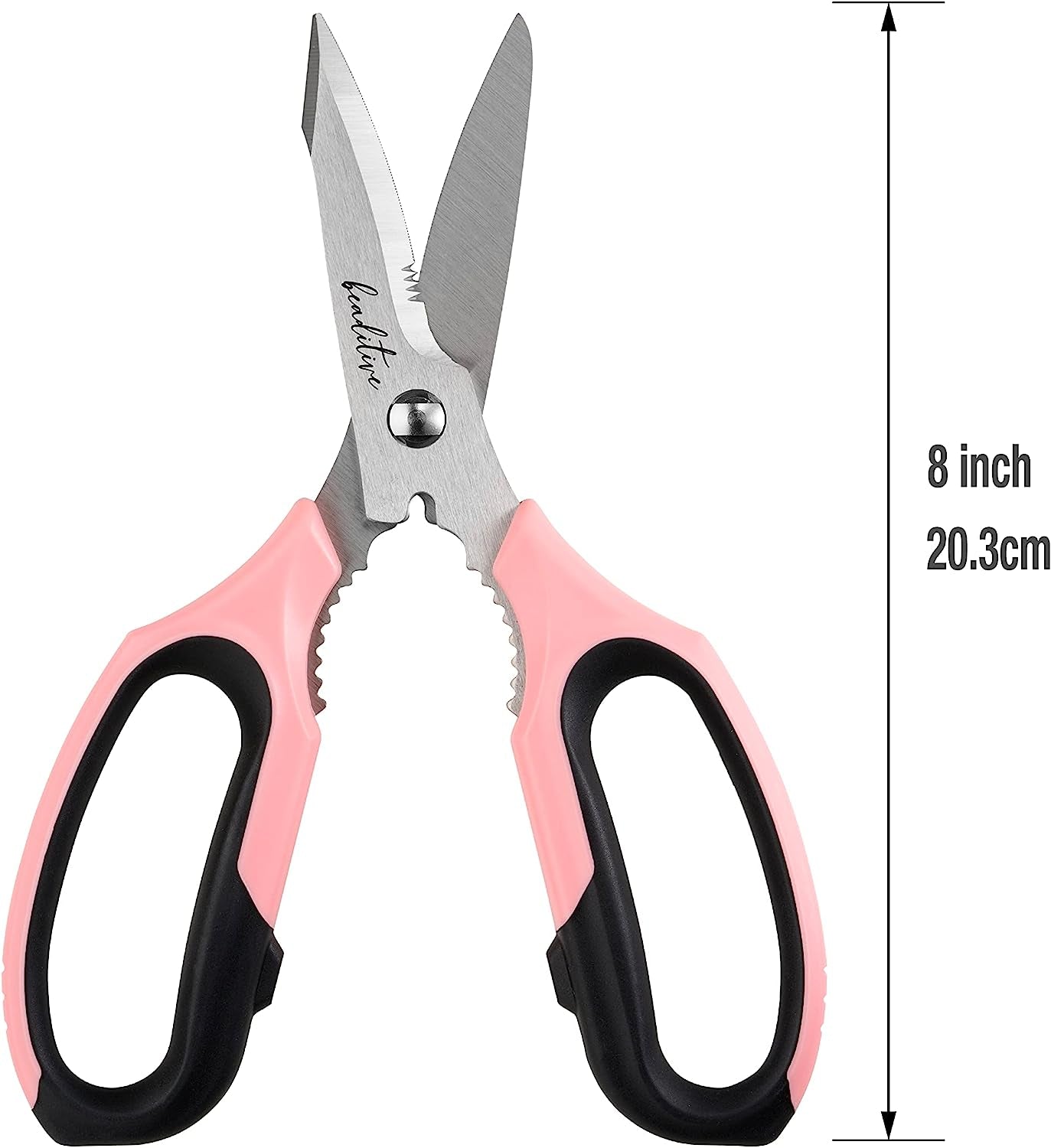 Multi-Purpose 8" Kitchen Shears - Detachable, Serrated Blades, Japanese Stainless Steel - Ergonomic Handle, Protective Cover - Dishwasher Safe