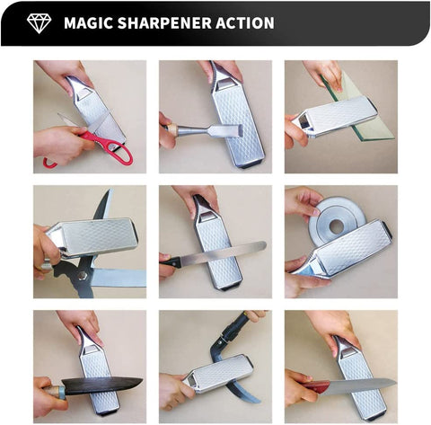 Image of Knife Sharpeners Handheld 300/600 Grit Double Sided Diamond Knife Sharpening Weststone Stone for Kitchen Knives Scissors Garden Tools with Scissors Sharpener(Sha-2W SET)