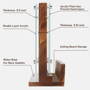 Kitchen Magnetic Knife Block with Acrylic Shield Acacia Wood Double Side Knife Holder Rack Stands with Strong Enhanced Magnets Multifunctional Storage Knife Stand for Kitchen Cutlery Display Organizer