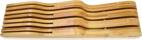 Image of Bamboo Knife Block Holder, In-Drawer Knife Drawer Organizer, Perfect for Home and Chefs, Premium Knife Holder, Gift for Any Occasion and Housewarming, Knives Not Included