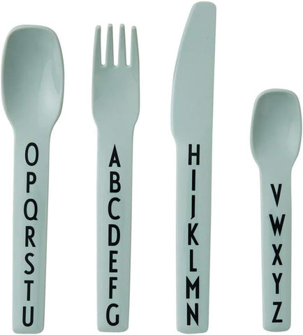 Eat & Learn Toddler Fork, Knife & Spoon Set of 4 Design in Denmark | Tritan Kids Cutlery Utensil Set Drop Safe | Toddler Safe Flatware BPA/BPS Free, Dishwasher Safe Ideal for Home|Green