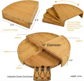 Multi-Level Cheese/Charcuterie Board - Patented Unique Design Stores as a Wedge